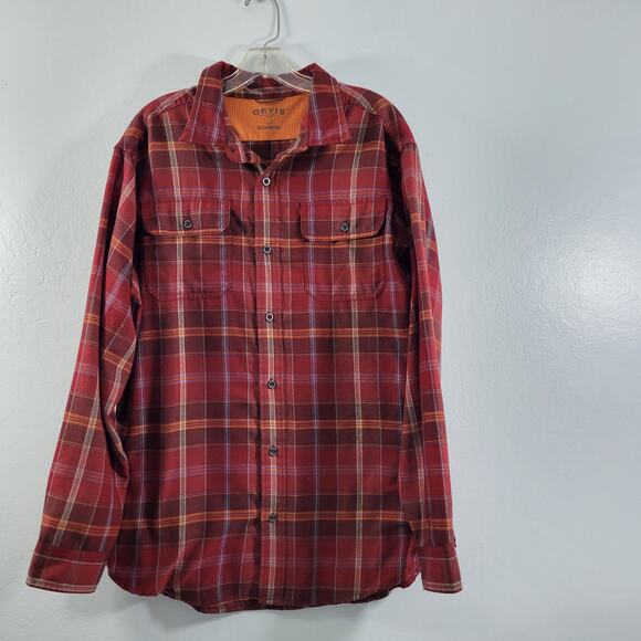 Orvis Men's Red Plaid Button Front Shirt  Size L 121322-0060 - Picture 1 of 4